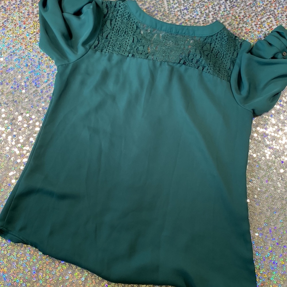 🌸[ Candies ] Lace Panel Zipper Blouse - Picture 10 of 14